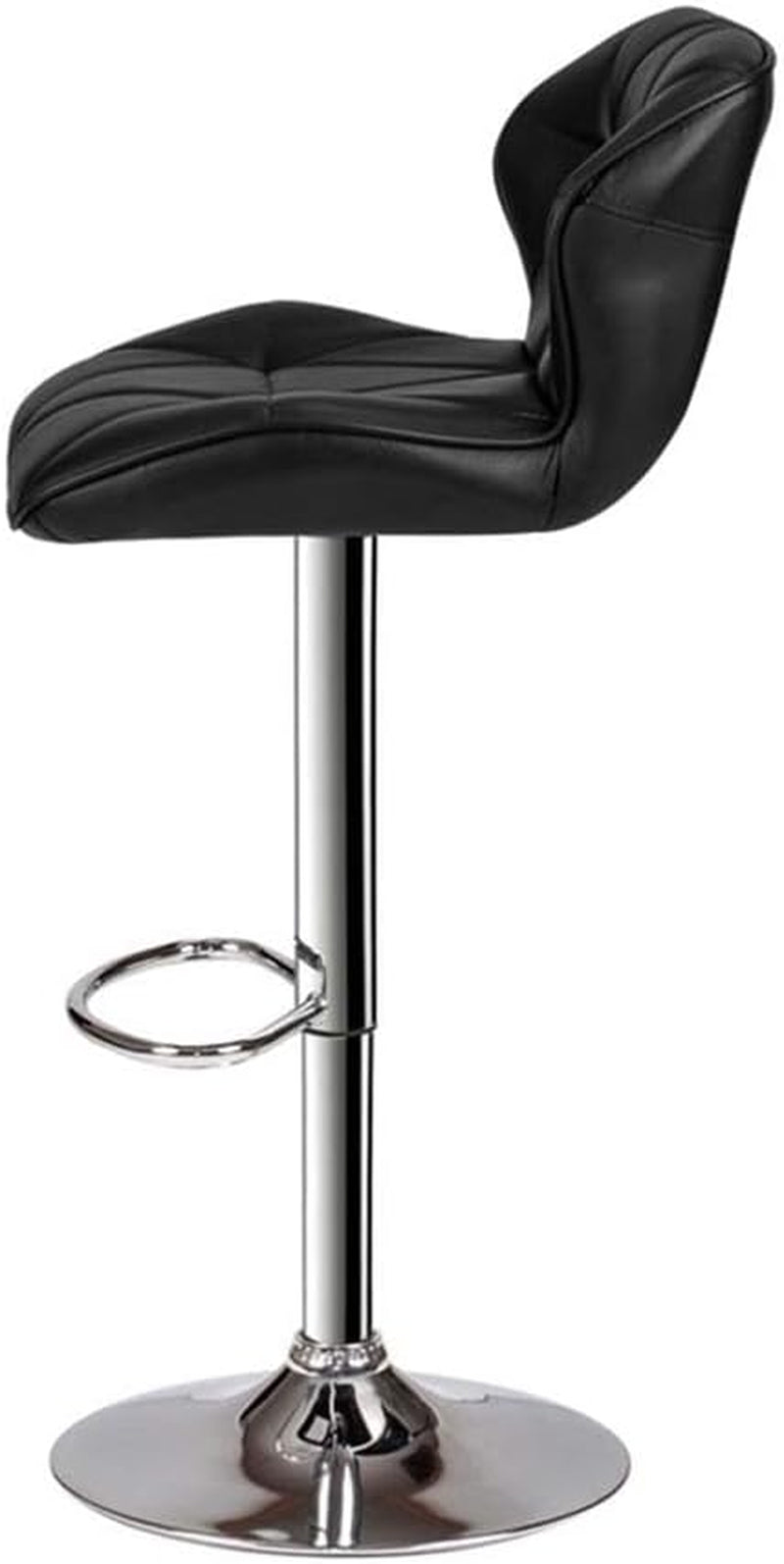 Bobkona Frances Set of Two Adjustable PU Bar Stool in Black
