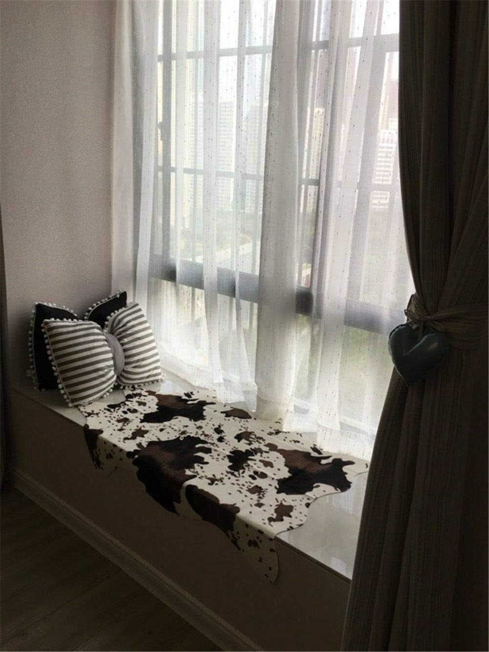 Cut Cow Print Rug 3.6X2.5 Feet Faux Cow Hide Rug Animal Printed Area Rug Nice Carpet for Home Decorating Kids Room 29.5" W X 43.3" L