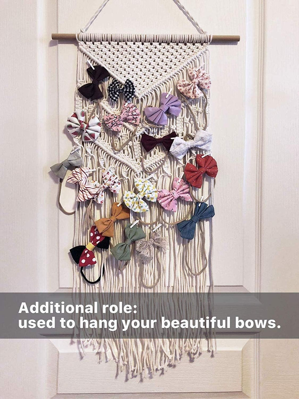 Macrame Wall Hanging Woven Boho Chic Wall Decor, Beautiful Geometric Wall Art for Apartment Dorm Bedroom Living Room Home Decoration, 16" W X 33" L