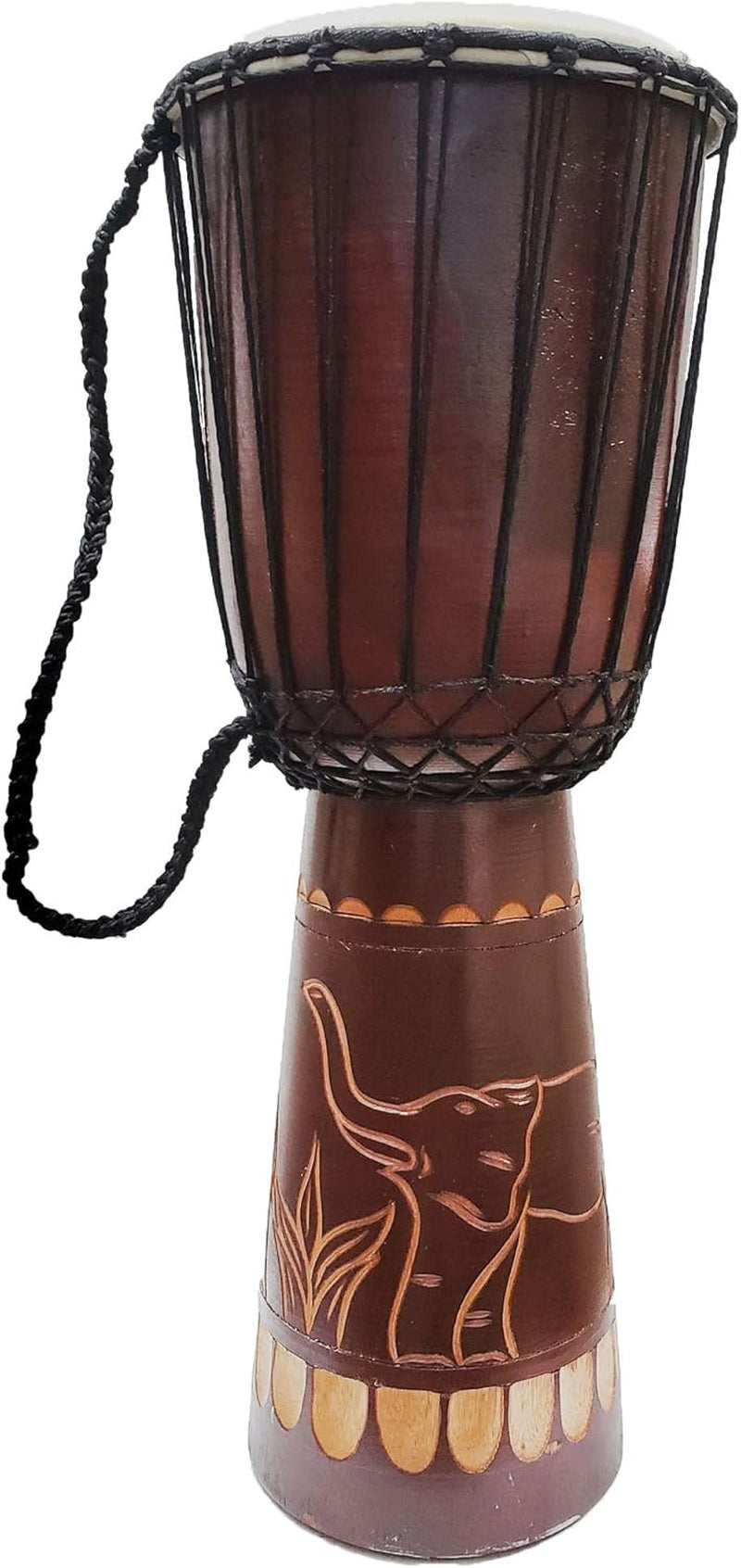 Djembe Drum Carved Bongo African Inspired Music Also a Unique Gifting Idea. Carver Abstract Elephant Giraffe Turtle. (24 Inch, Elephant)