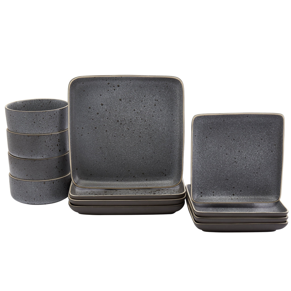 Tabletops Gallery 12 Piece Madison Dinnerware Set in Speckled Grey