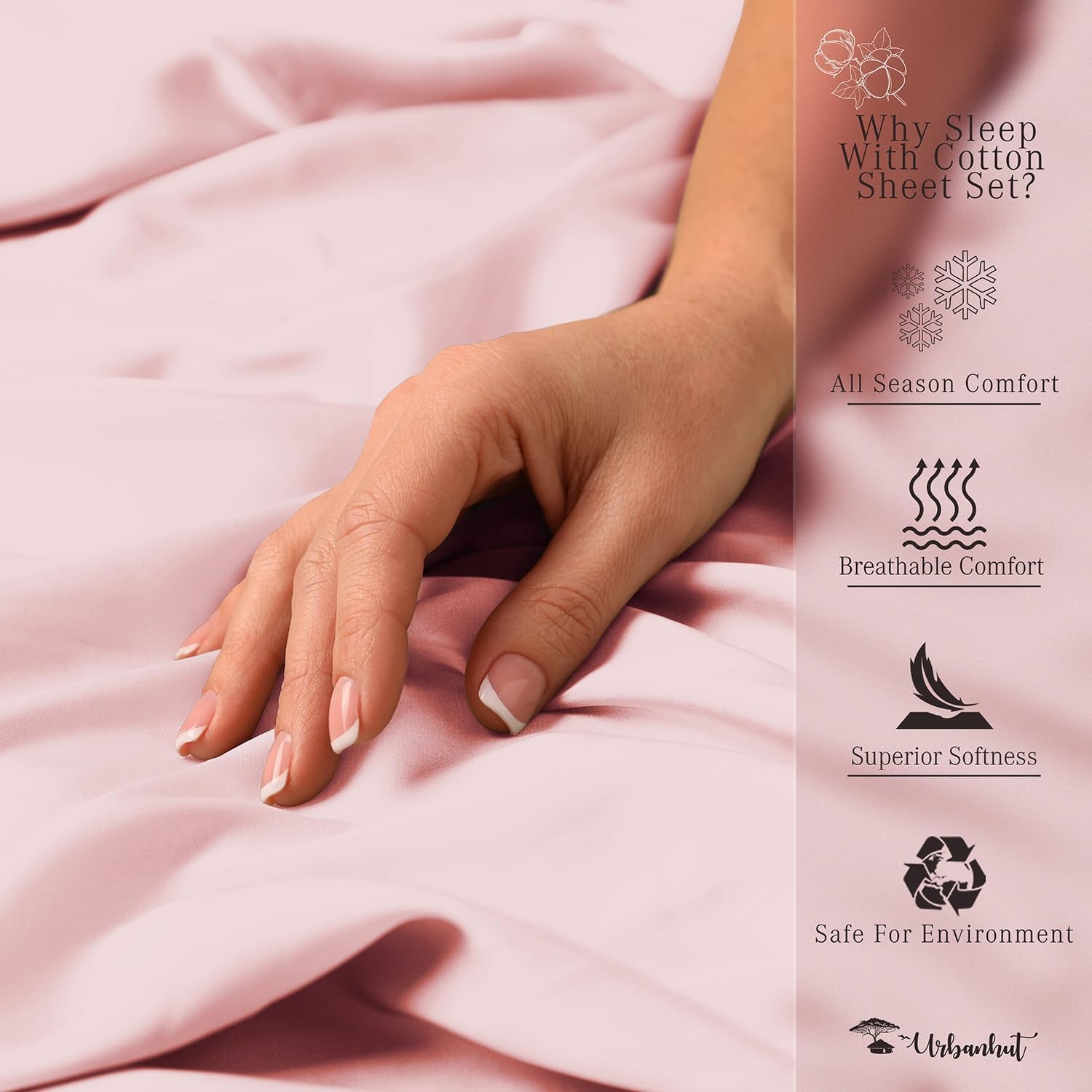 700 Thread Count Queen Size Egyptian Cotton Sheets, 4Pc Sheet Set Soft Luxury Bed Sheets for Queen Size Bed, Sateen Weave Hotel Sheets, 16'' Elasticized Deep Pocket - Blush Pink