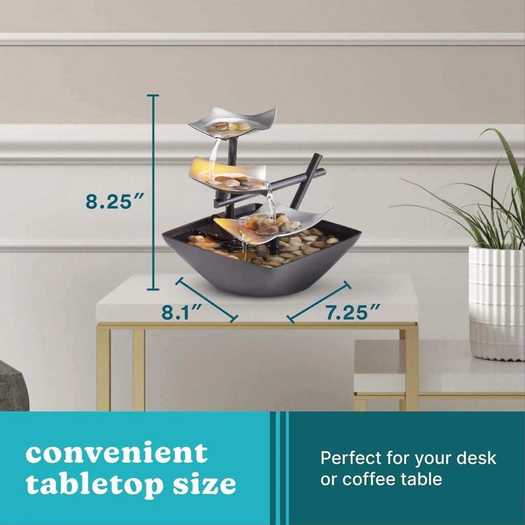 Envirascape Silver Springs Corded Electric Indoor Water Fountain, Natural River Rocks