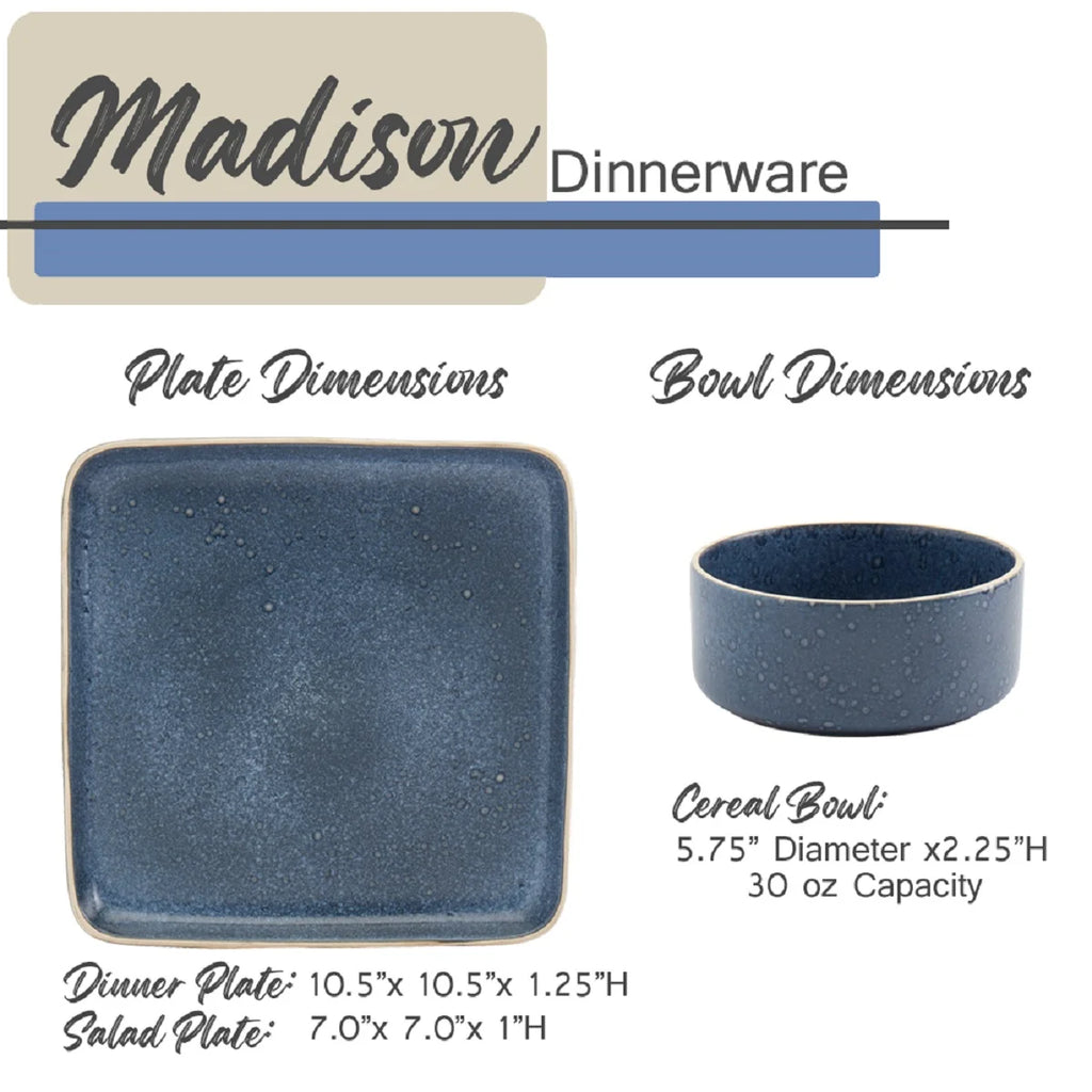 Tabletops Gallery 12 Piece Madison Dinnerware Set in Speckled Grey