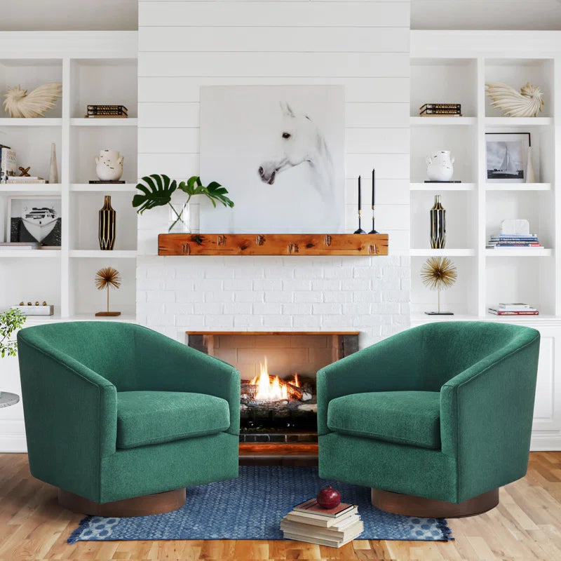 Forno Upholstered Swivel Barrel Chair with Wood Base