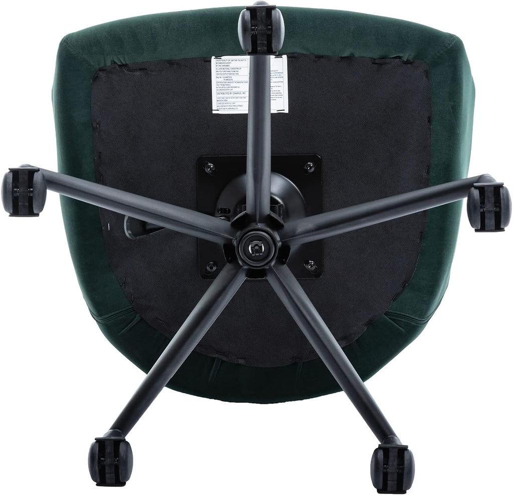 Hi&Yeah Modern Velvet Office Chair, Height Adjustable Comfy Desk Chair with Wheels, Swivel Armchair for Living Room Home Office Computer, Dark Green