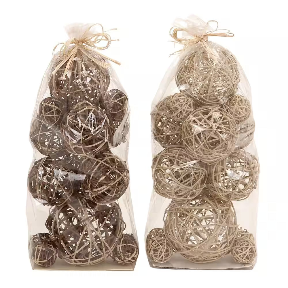 Brown Handmade Dried Plant Orbs & Vase Filler (2- Pack)