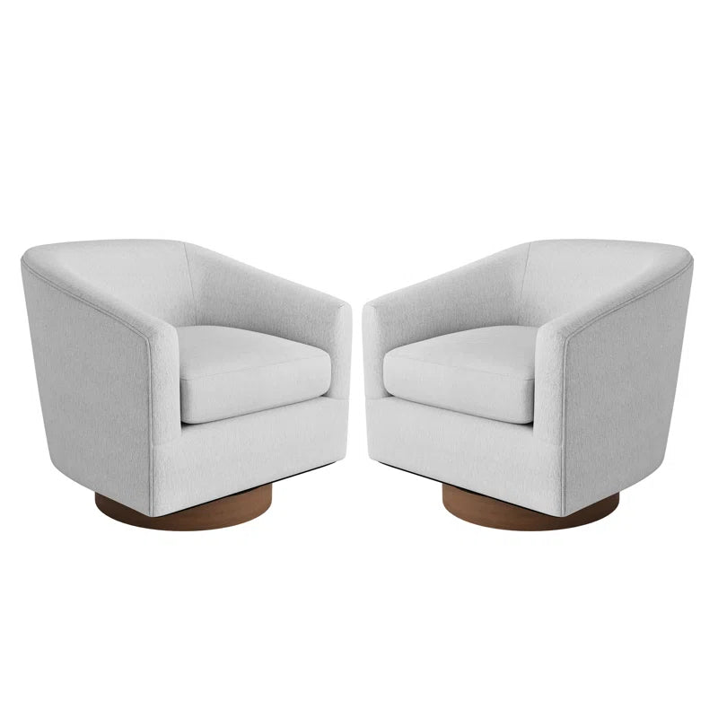 Forno Upholstered Swivel Barrel Chair with Wood Base