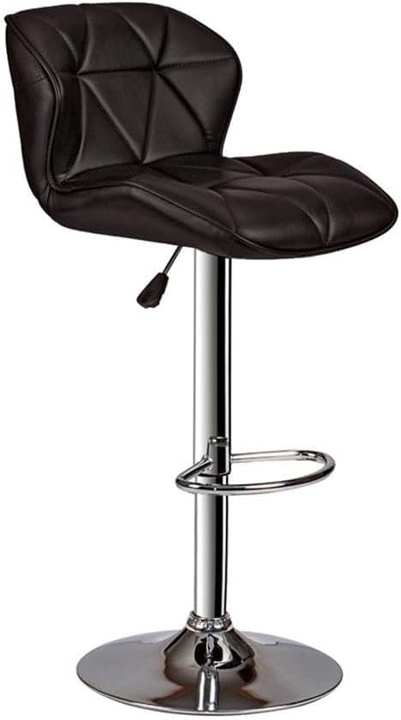 Bobkona Frances Set of Two Adjustable PU Bar Stool in Black