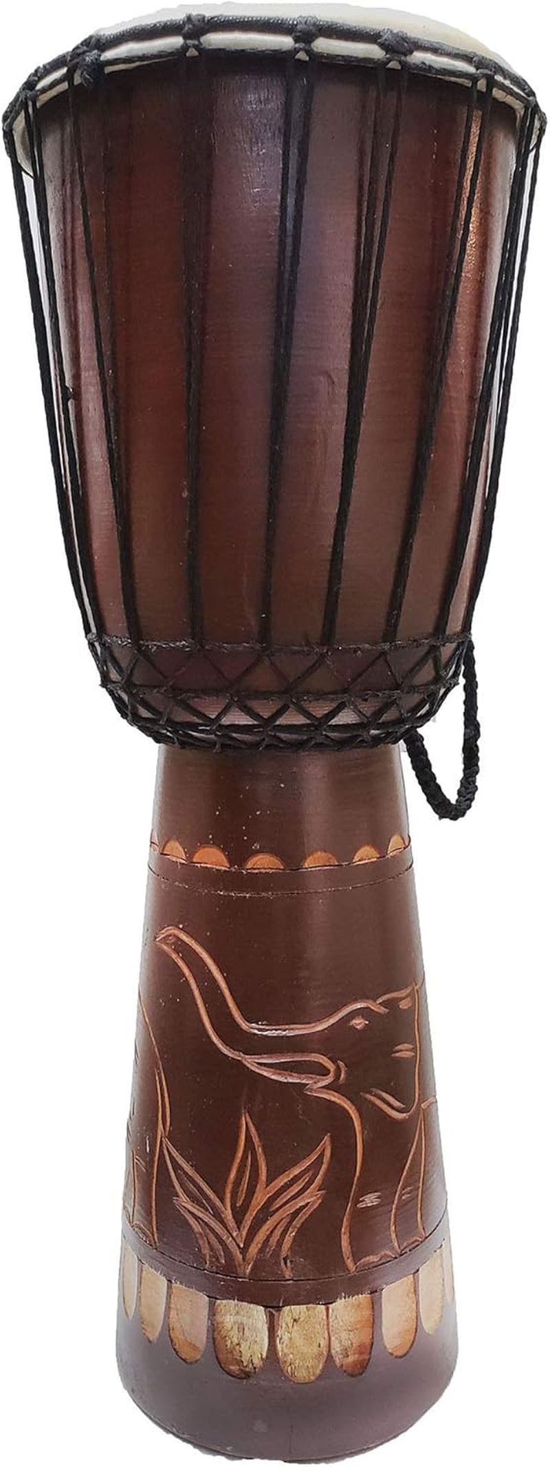 Djembe Drum Carved Bongo African Inspired Music Also a Unique Gifting Idea. Carver Abstract Elephant Giraffe Turtle. (24 Inch, Elephant)