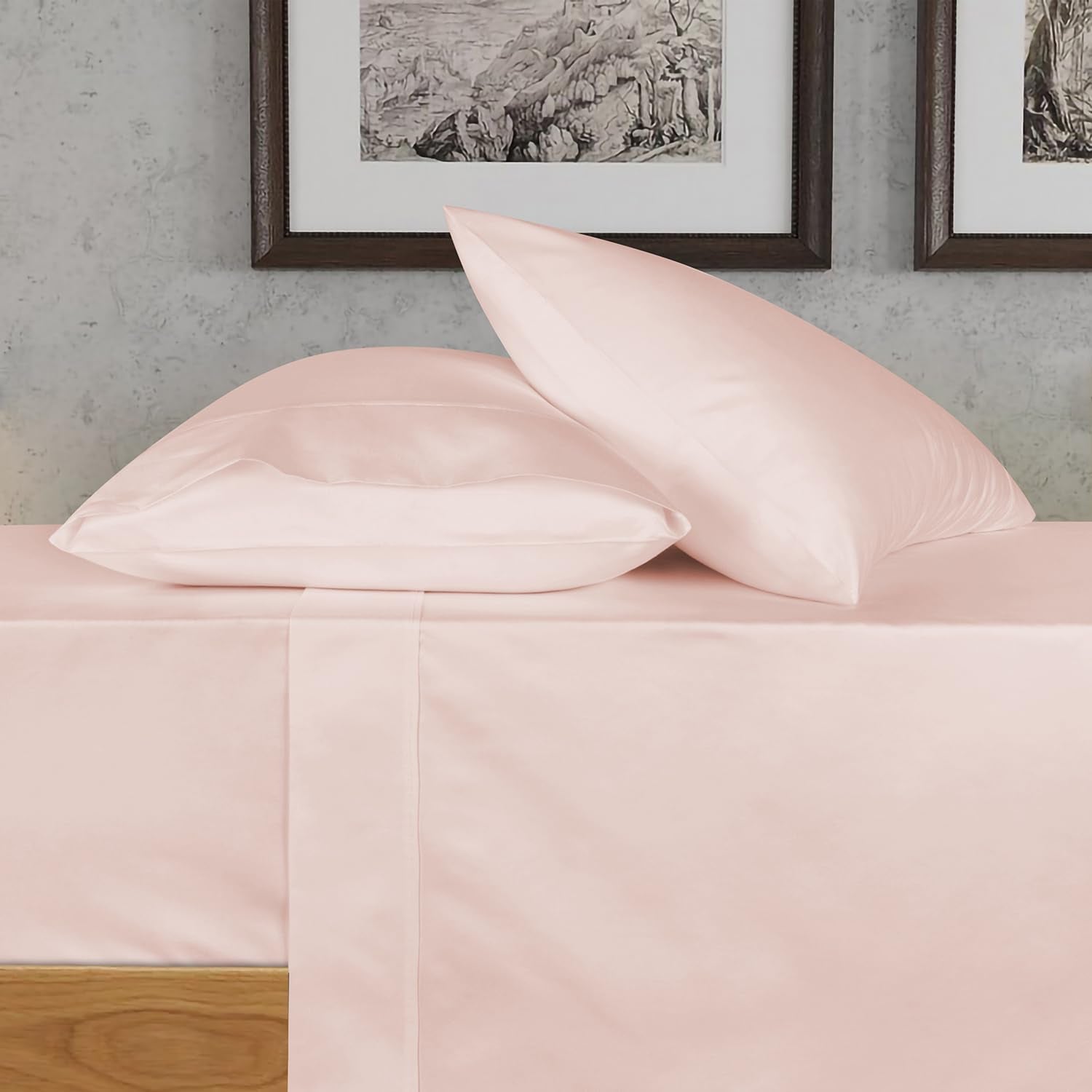 700 Thread Count Queen Size Egyptian Cotton Sheets, 4Pc Sheet Set Soft Luxury Bed Sheets for Queen Size Bed, Sateen Weave Hotel Sheets, 16'' Elasticized Deep Pocket - Blush Pink