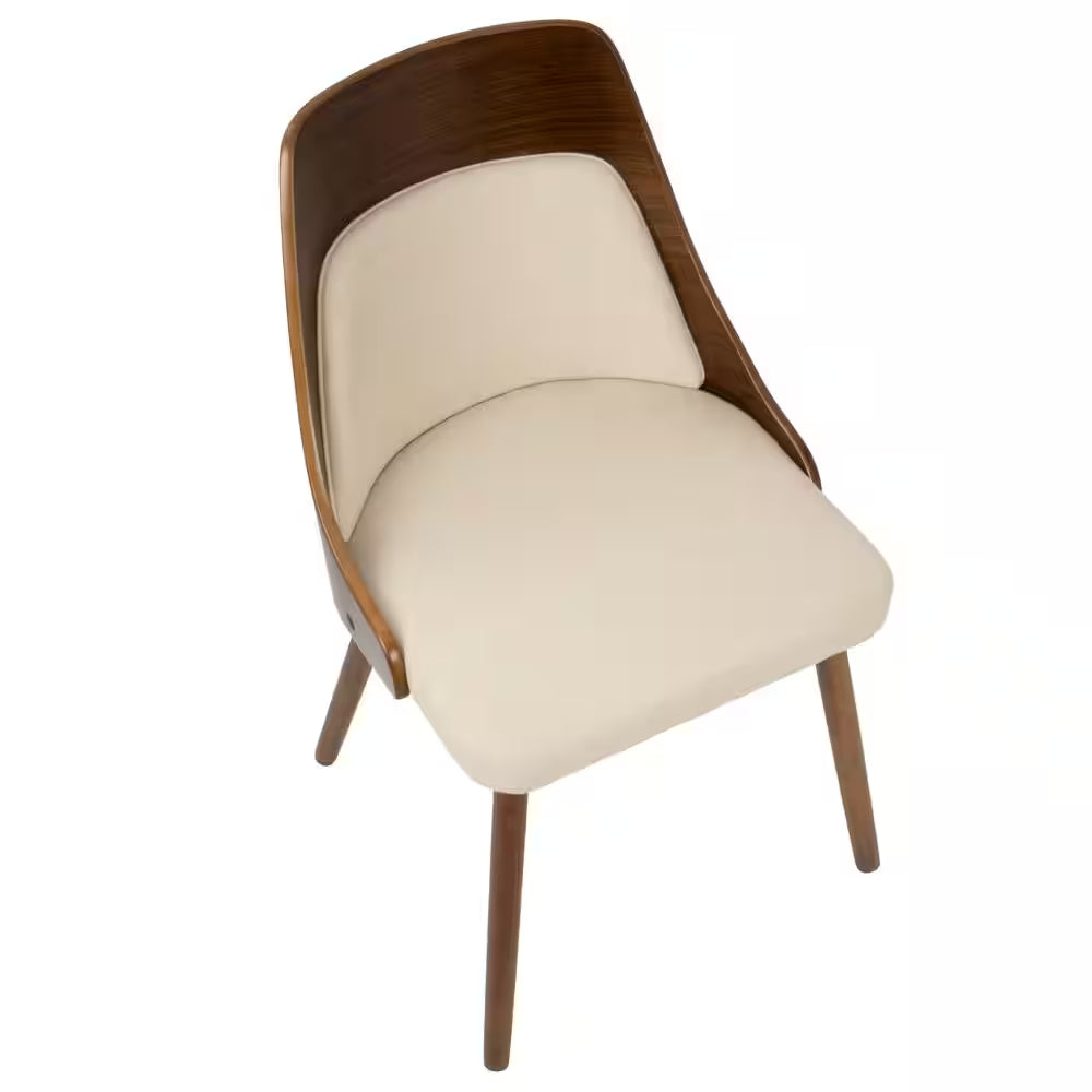 Anabelle Mid-Century Walnut and Cream Modern Dining Chair