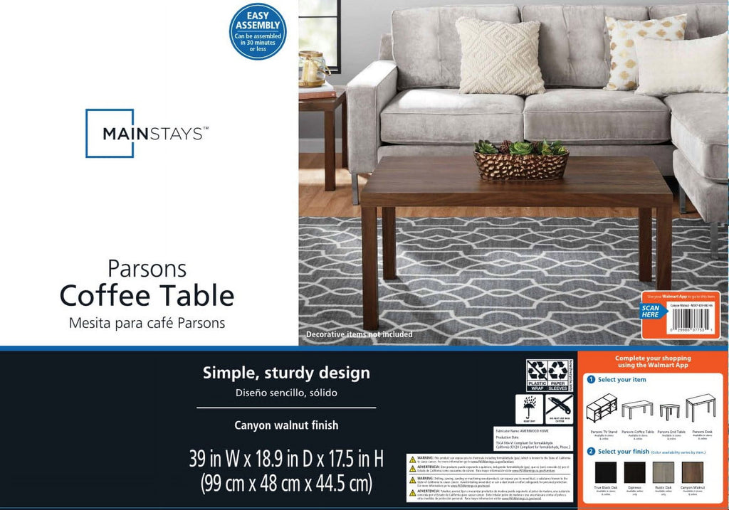 Parsons Coffee Table, Walnut